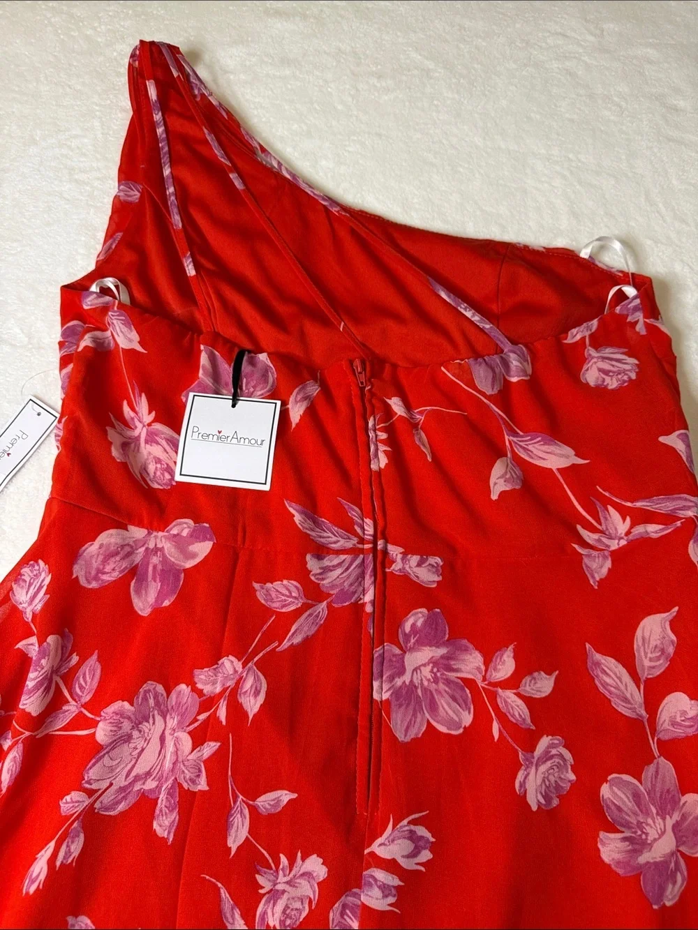Premier Amour Bright Orange and Pink Floral Pattern Sundress